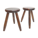 Pair of wooden tripod stools
