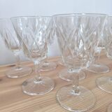 Set of 10 Chiseled Glass Wine Glasses from the 60s