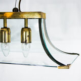Esperia Pagoda chandelier brass and glass 1960s
