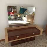 Ebony veneer dressing table with mirror, 1970s