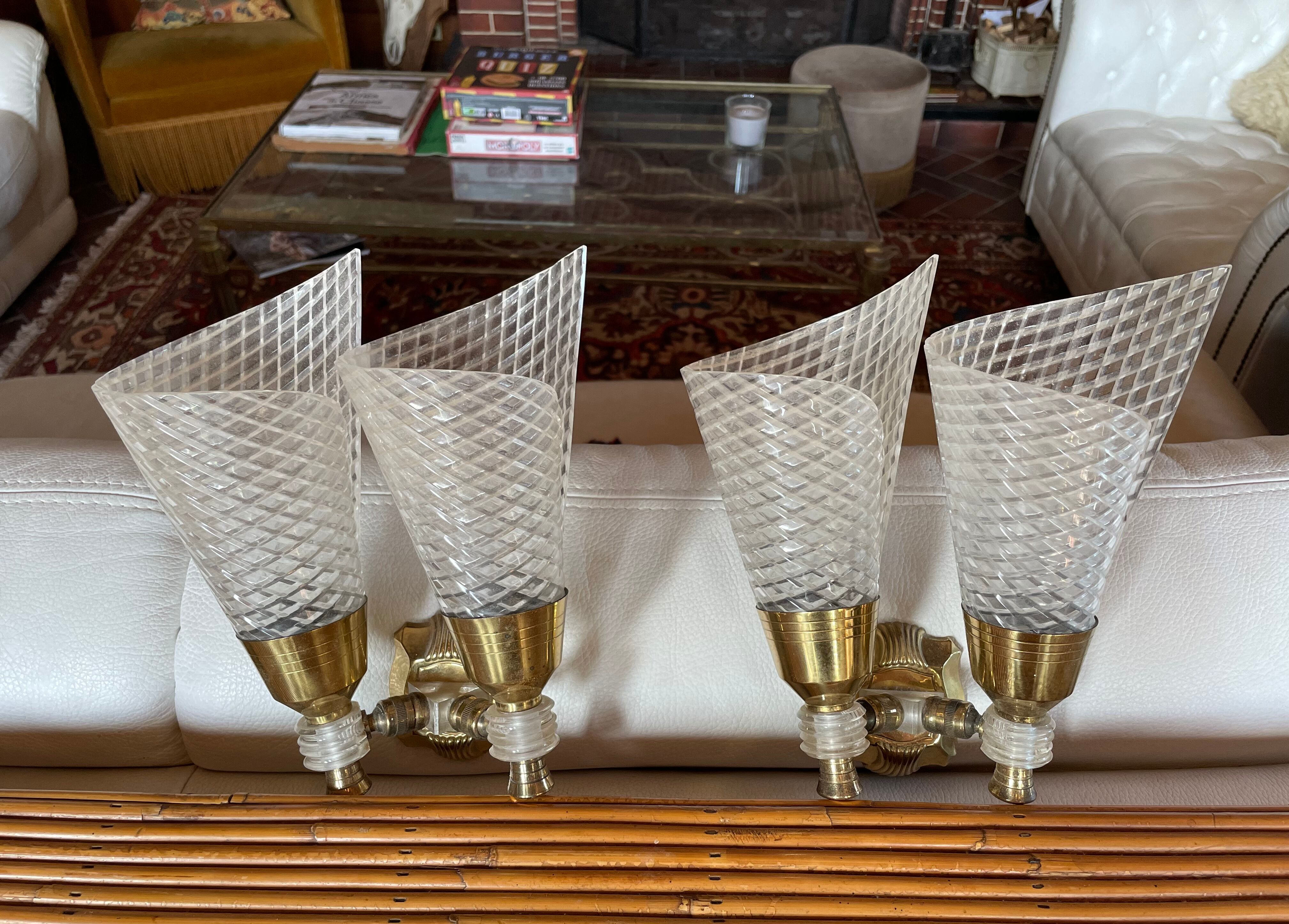 Pair of double sconces in brass 1950