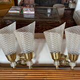 Pair of double sconces in brass 1950