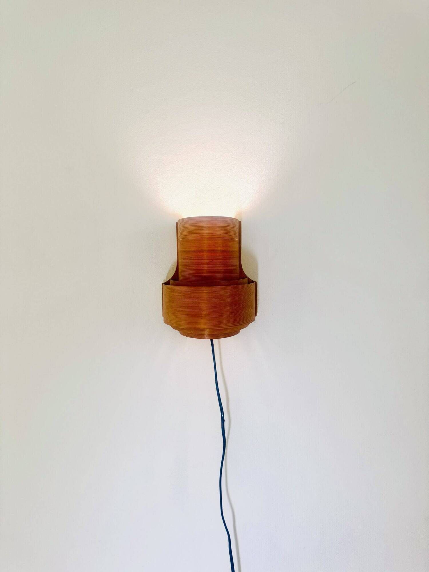 Pine Veneer Curved Layered Wall Lamp By Translandia, Denmark 1960S
