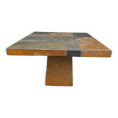 Table basse brutaliste en ardoise, années 1980