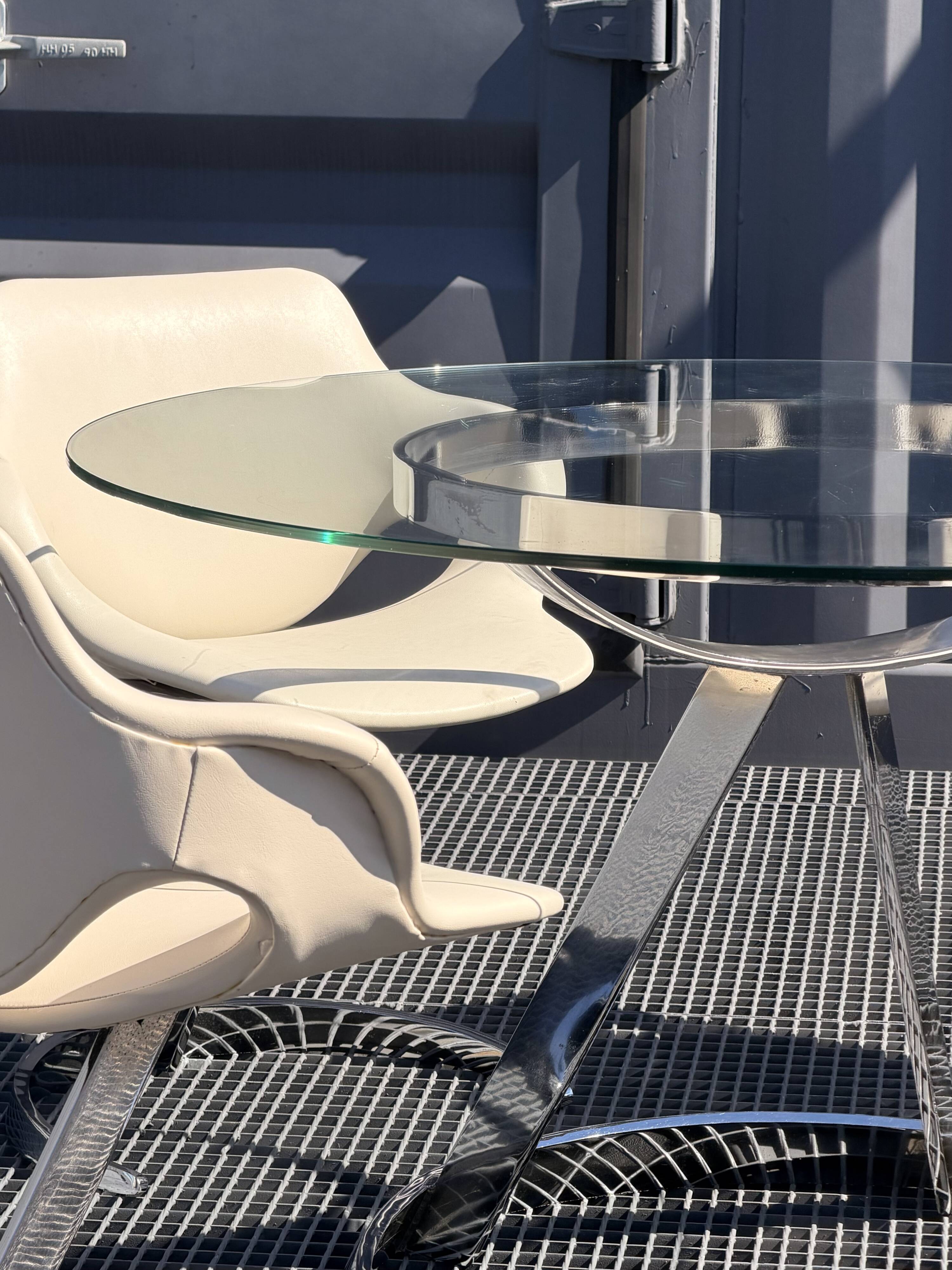 Dining Room Set Scimitar Boris Tabacoff MMM 1970 | Glass and Chrome