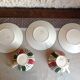 Cups and saucers polychrome Sarreguemines decoration Feria, vintage 30s-50s