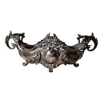 Late 19th century plated bronze planter, Louis XV style rocaille decoration