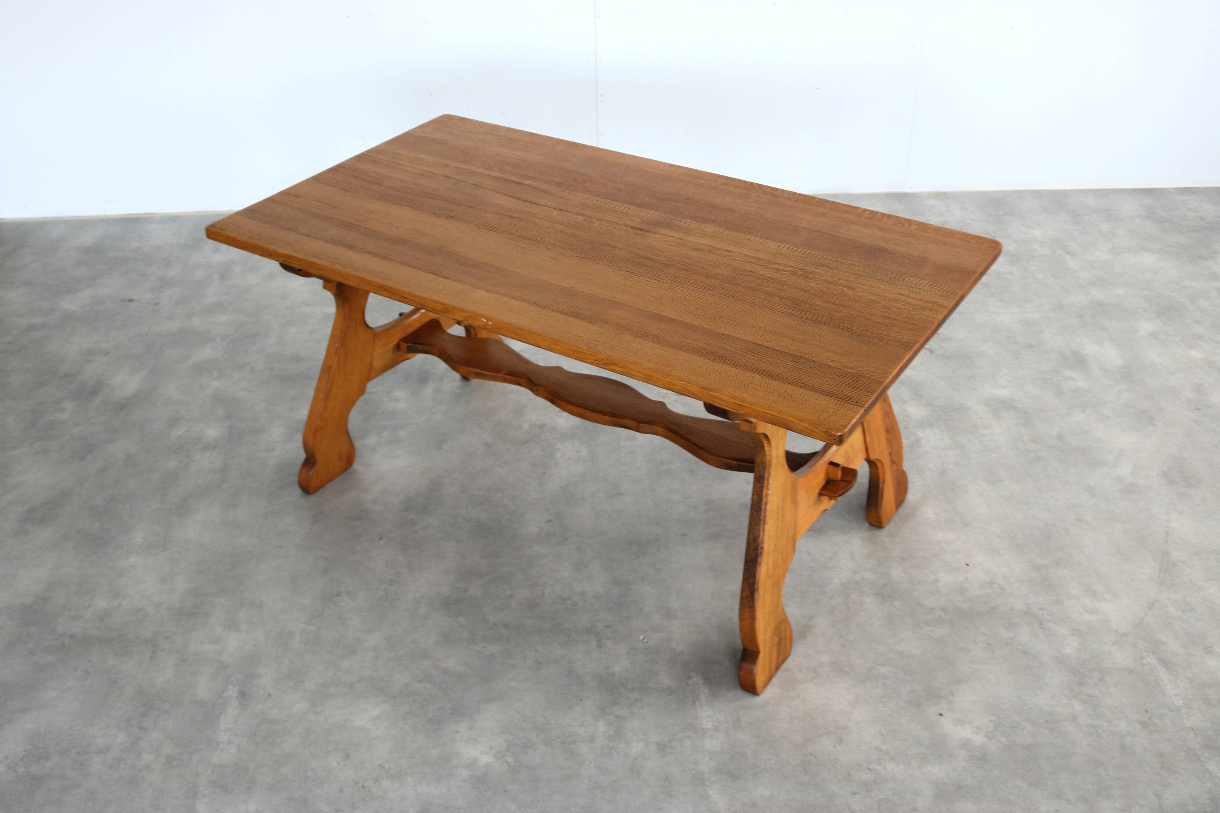 Brutalist dining table | vintage table | 50s | oak