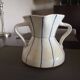 Enamelled terracotta vase pitcher with double handles - 1950s/1960s