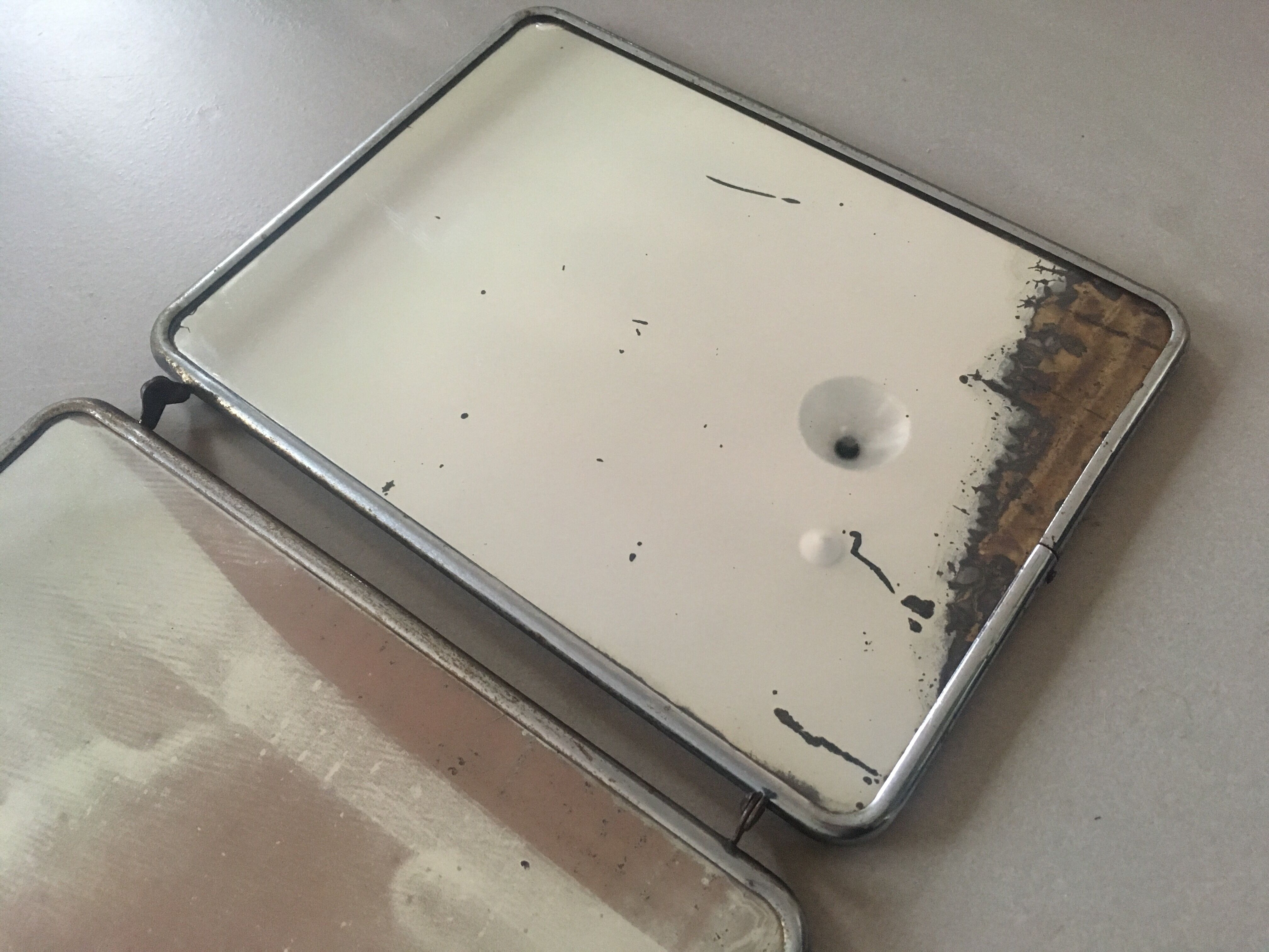 Vintage triptych barber mirror / dive 58x24cm