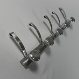 Aluminum vintage wall coat rack with 5 hooks, 1950s