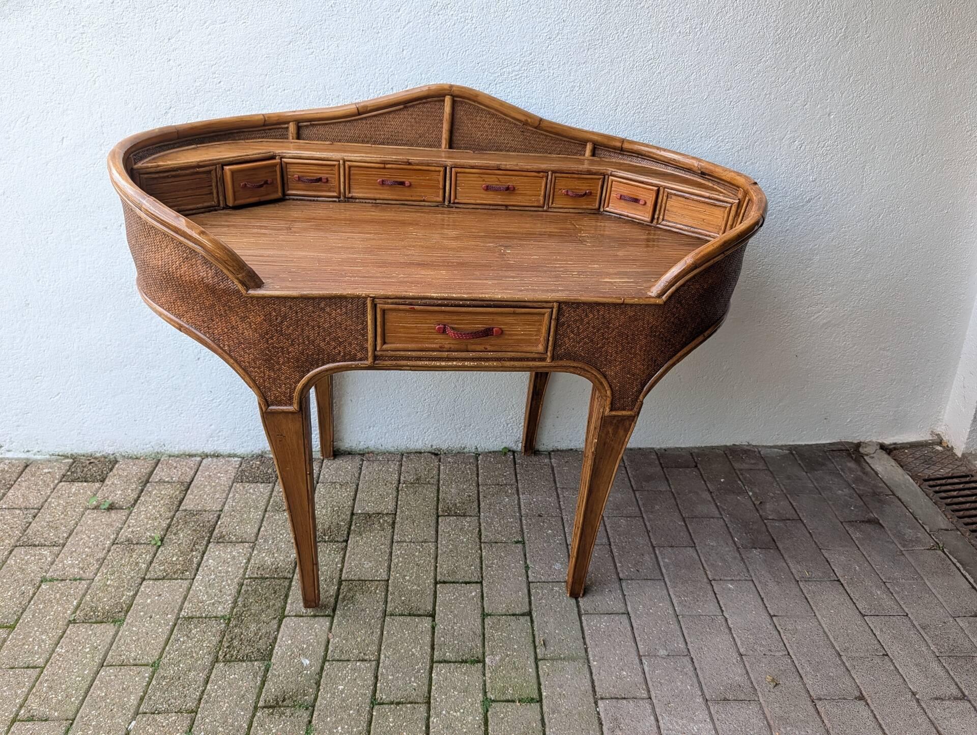 Kalma rattan secretary desk – Ramón Castellano, 1970s
