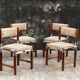6 vintage chairs in wood, metal and fabric
