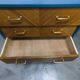 Atypical 1960s Scandinavian chest of drawers in blue Ainhoa Satiné with 4 drawers.