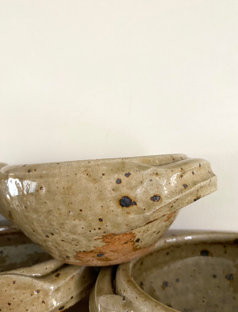 Six pyrite sandstone cups