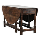 Antique English oak side/dining/gateleg table from the 18th century