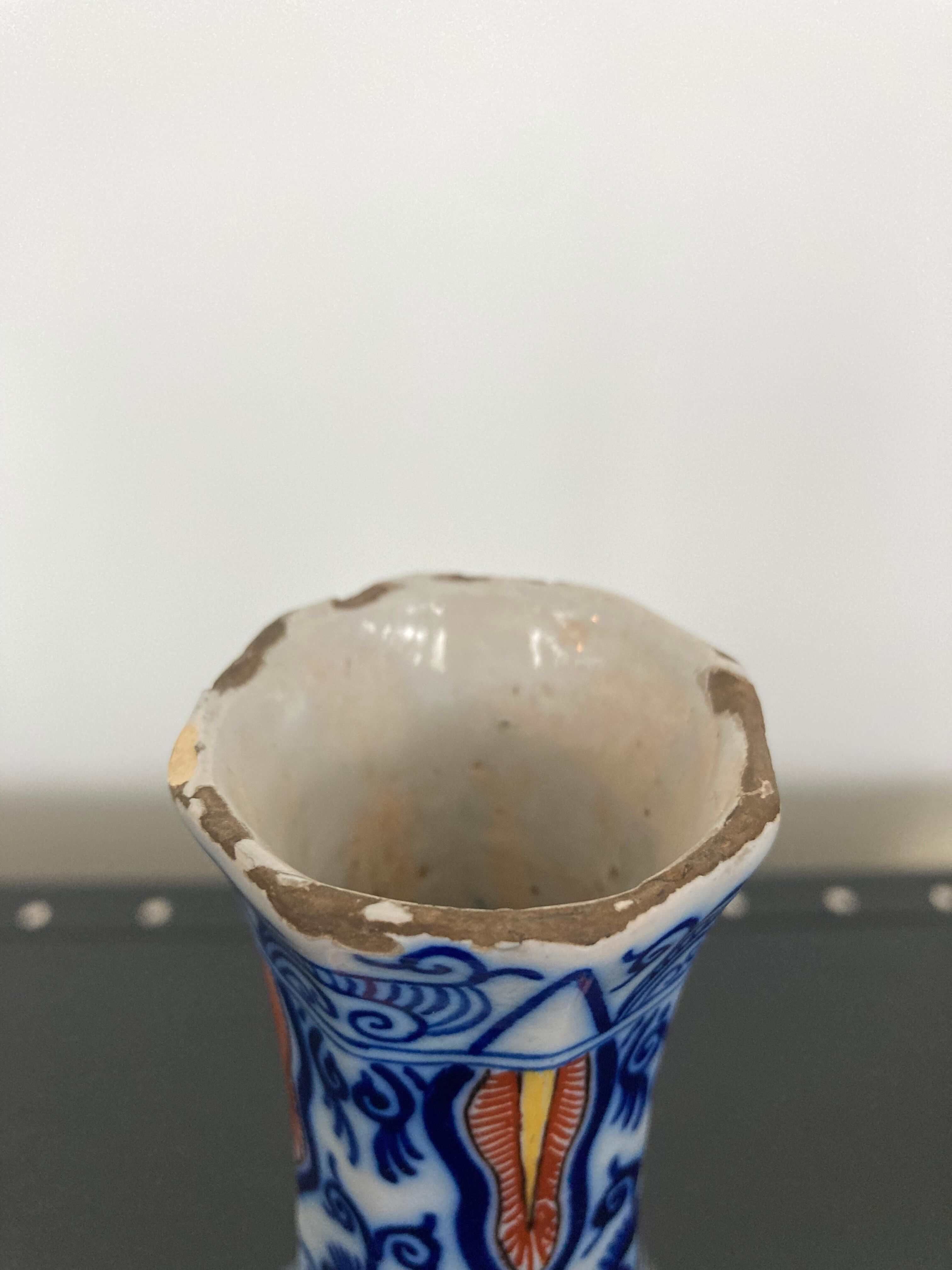 Polychrome vase eighteenth century in Delft earthenware