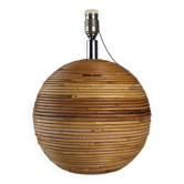 Gabriella Crespi style sphere rattan table lamp, 1970s