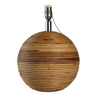 Gabriella Crespi style sphere rattan table lamp, 1970s