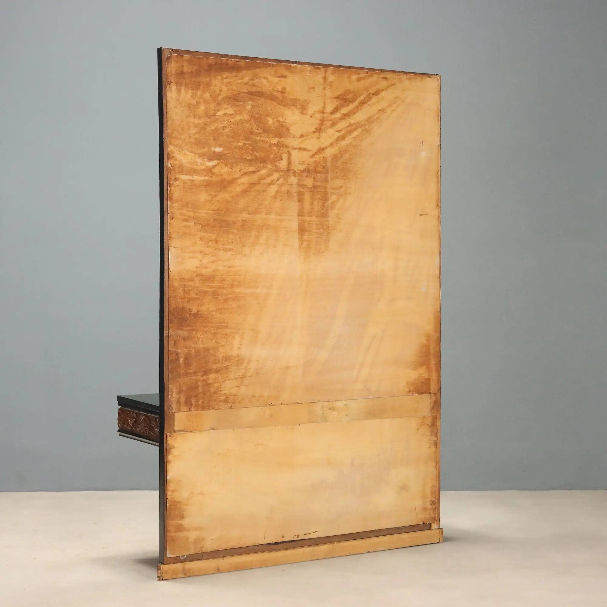 Antique console with a walnut mirror and green marble, Italy, 20th century.