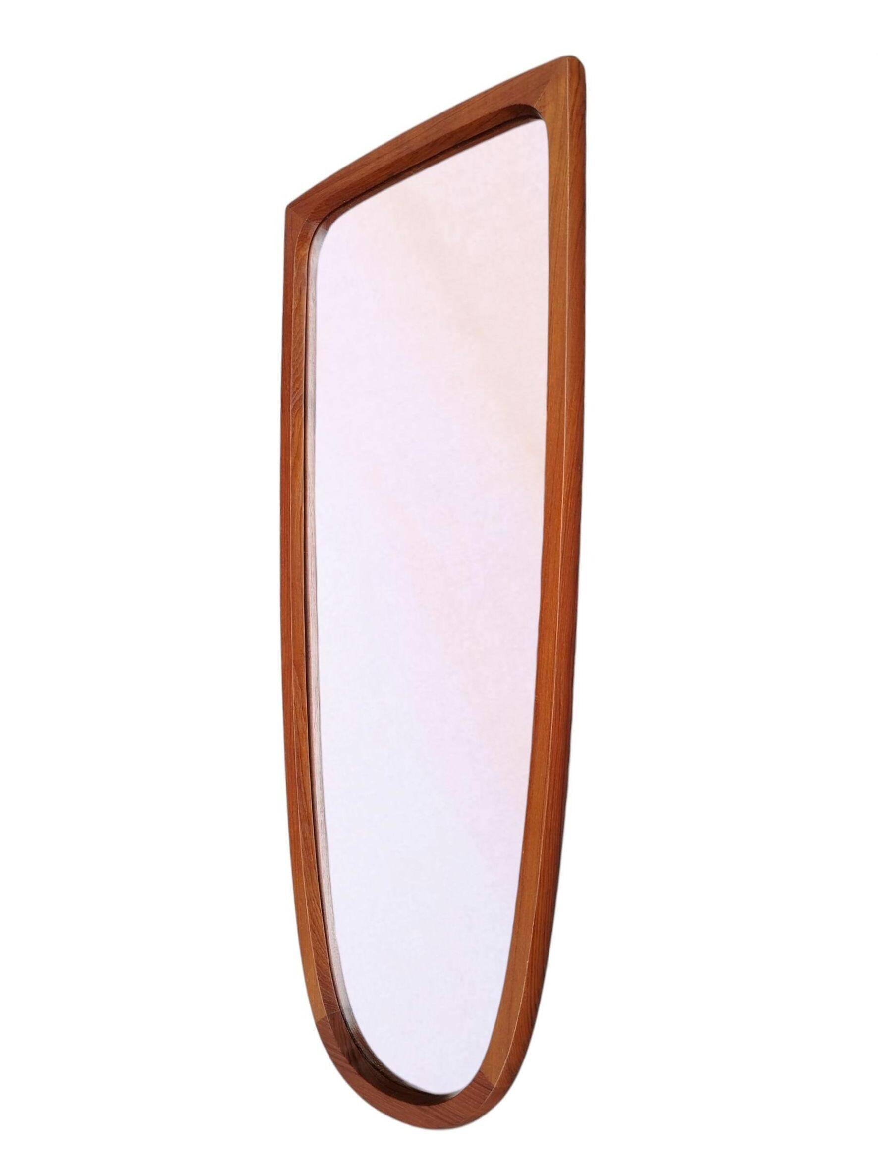 Teak wall mirror, organic shape, Denmark 1960s