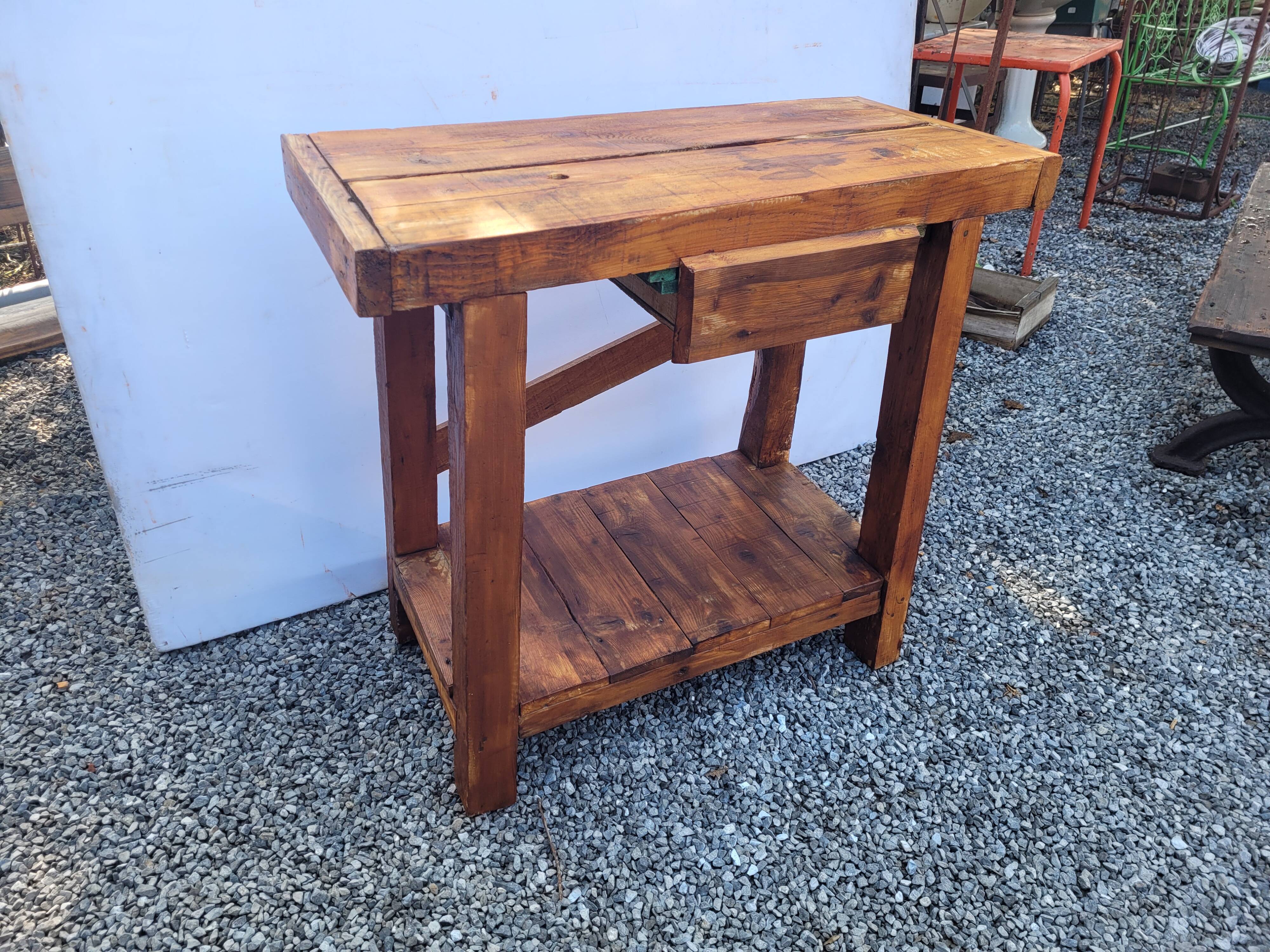 Wooden workbench 101×90cms with 1 drawer