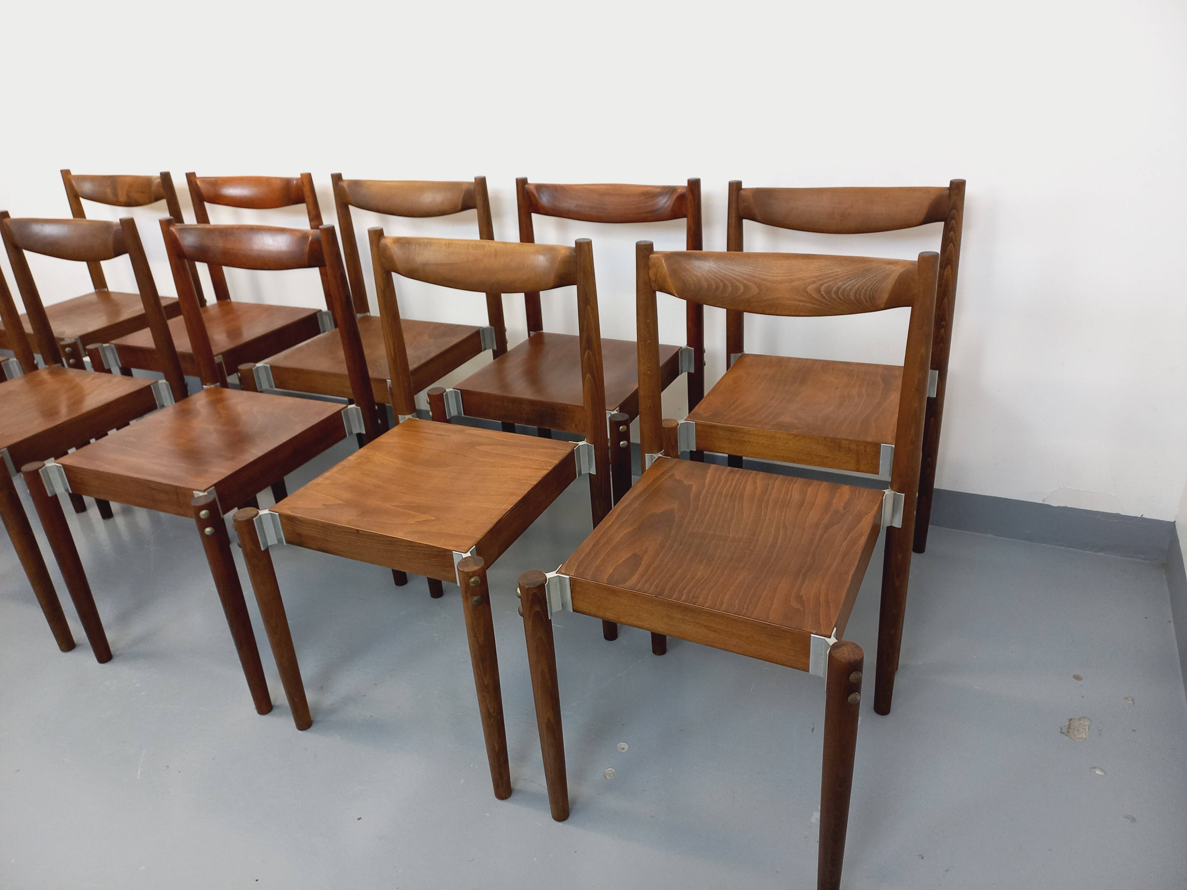 Set of 8 stackable chairs from the Czech manufacturer Bukoza