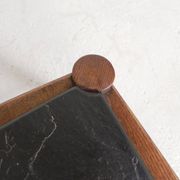 Table basse vintage en chêne avec plateau en ardoise dans un cadre en chêne, années 1960