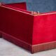 Knole Vintage Canapé in Red Velvet with Floral Cushions, 1950s