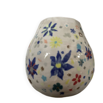 Vase boule vintage en céramique émaillé décor Millefiori