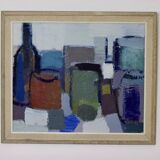 Mid-century original swedish oil on canvas "still life" by gösta falck