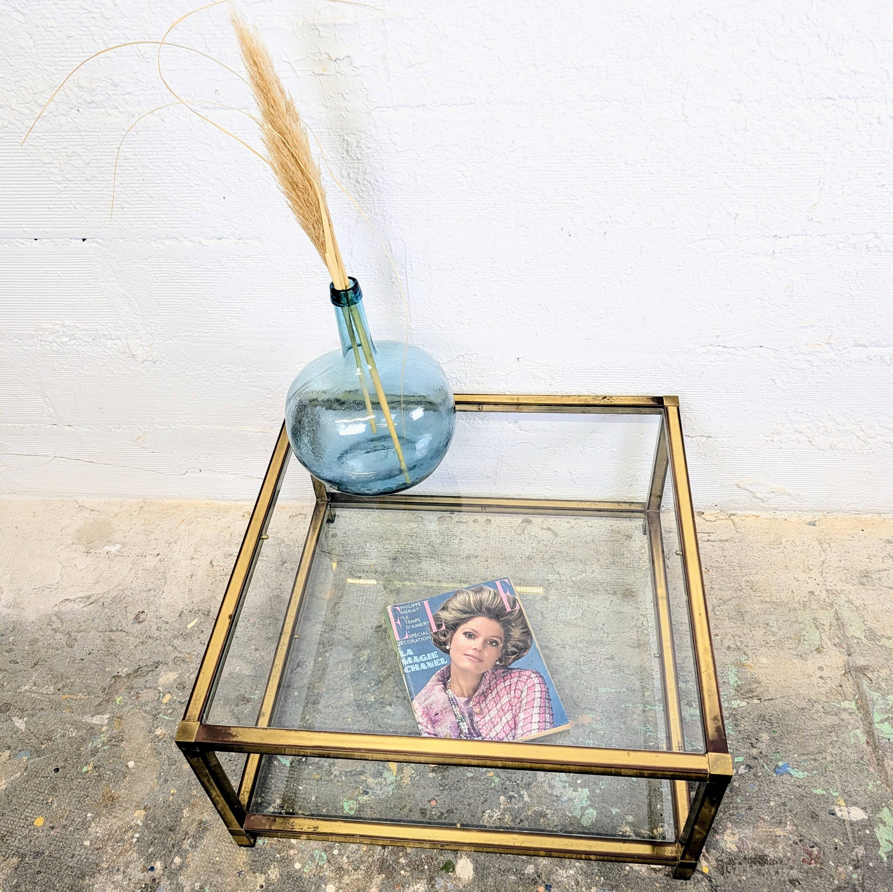 Brass and glass coffee table