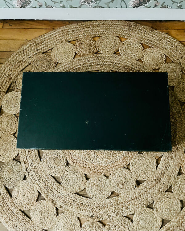 Coffre vintage de peintre en bois vert foncé
