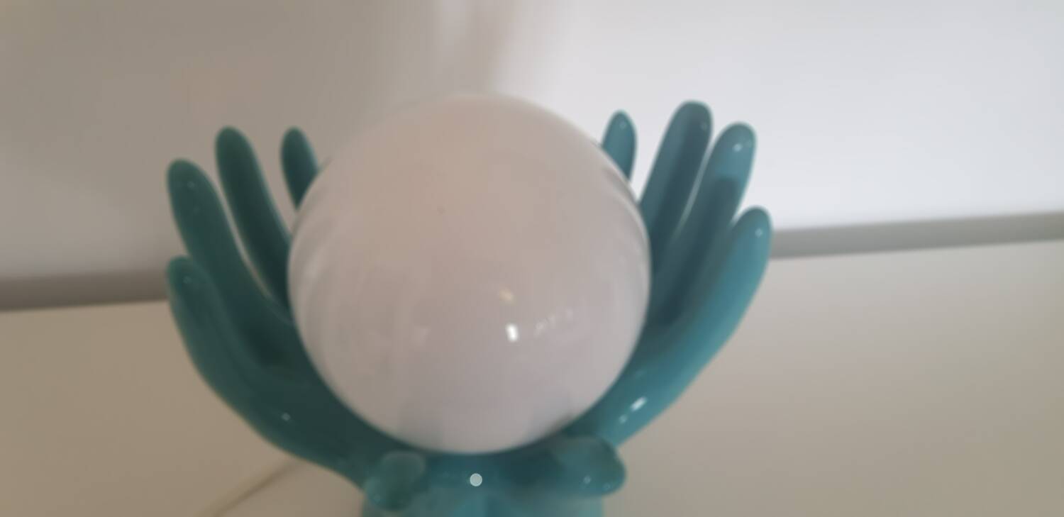 Ceramic and opaline lamp forming two hands, 1970s
