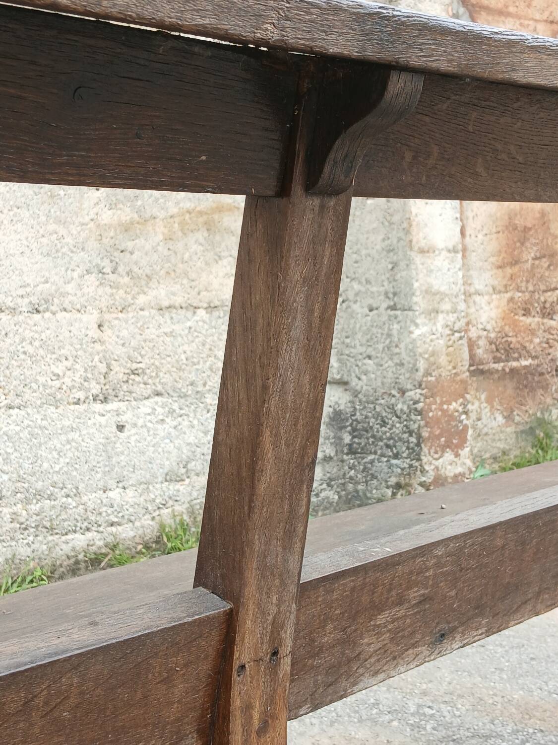 19th century oak church pew, 257 cm