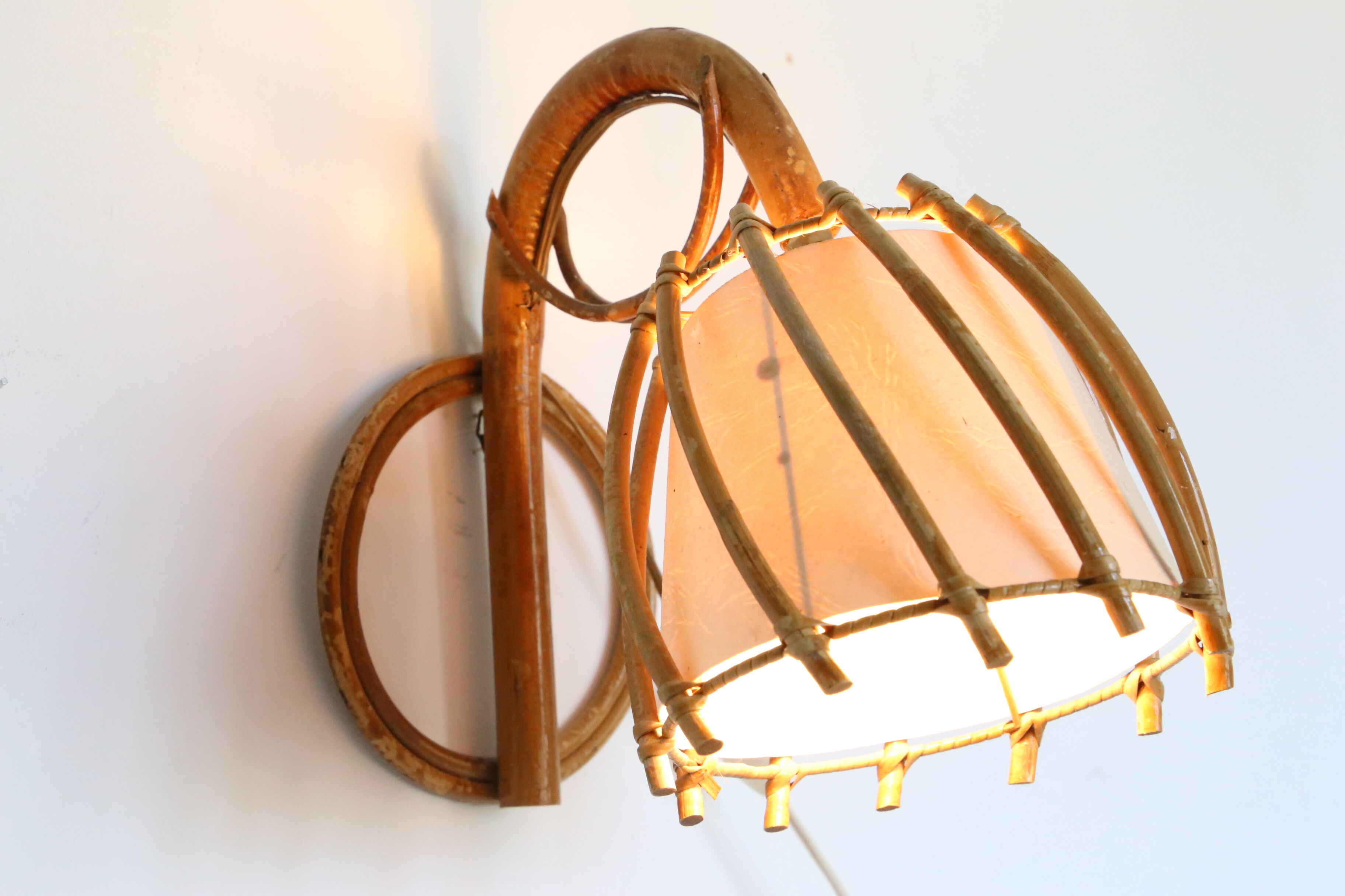 Rattan sconce, vintage