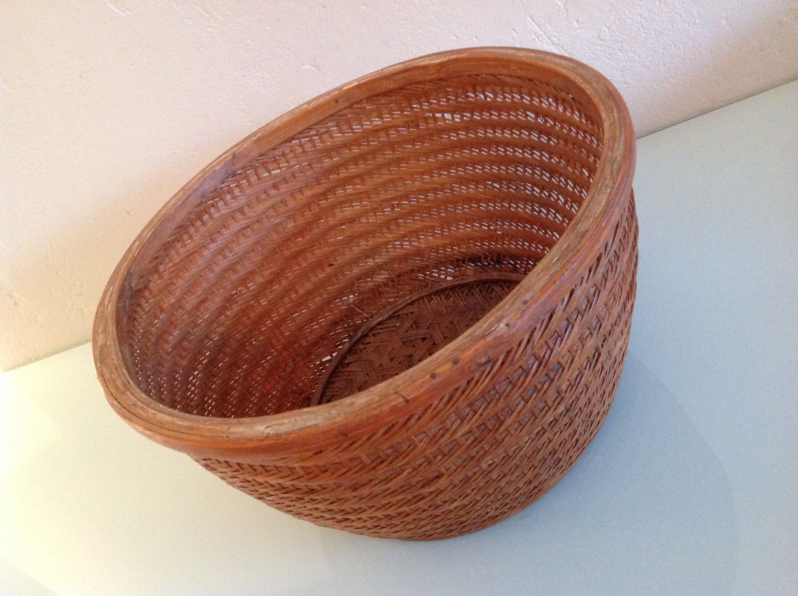 Braided wicker pot cover, vintage 60s/70s