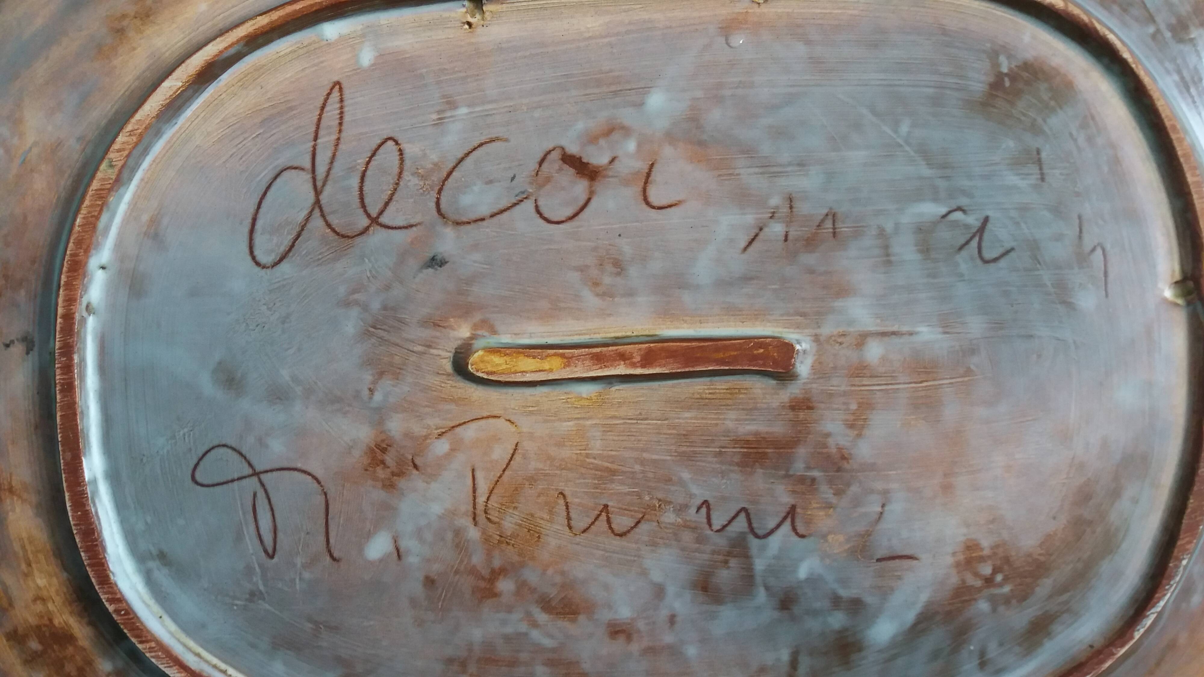 Plate signed Monique Brunner, Pansier, Pottery of the Aquarius, Vallauris