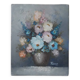 Oil painting on canvas still life bouquet of flowers bohemian countryside decoration