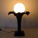 Lampe "palmier" en faïence et verre opalin