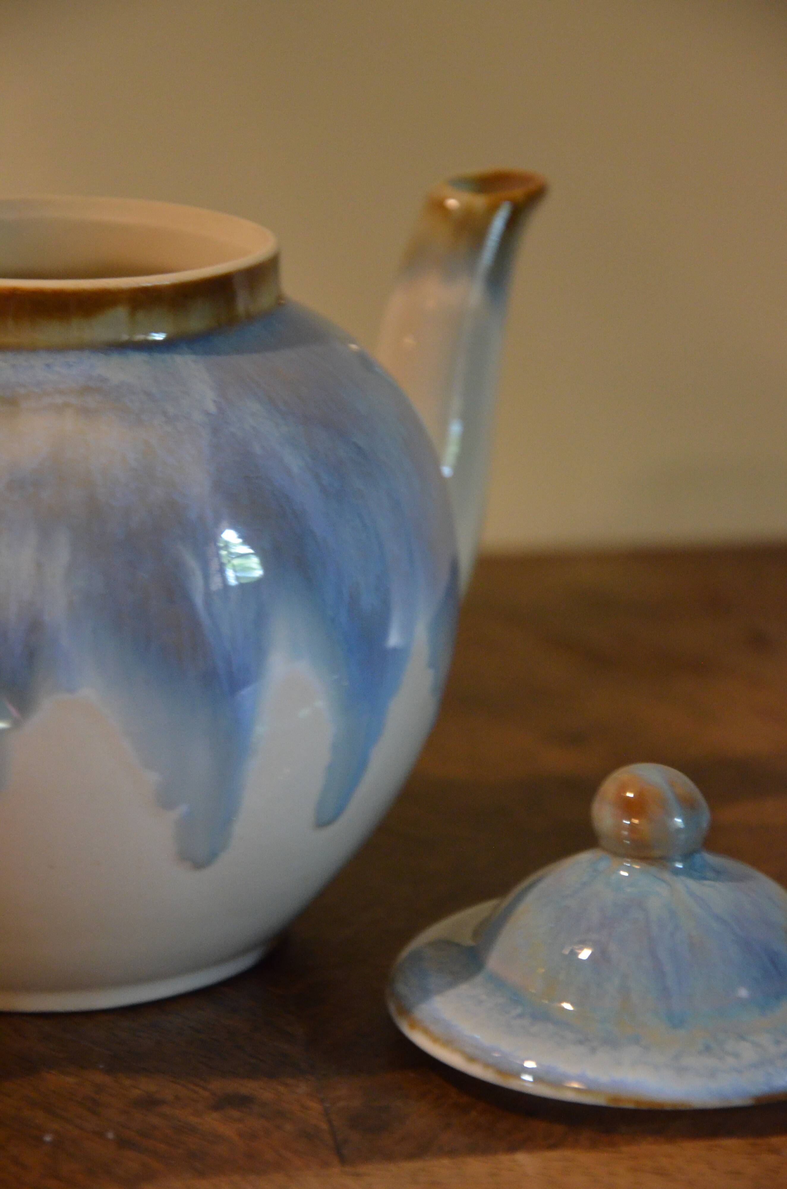 Blue ceramic teapot