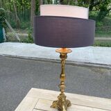 Vintage candle holder lamp in gilded bronze from the 19th century.