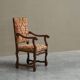 Sheep Bone Armchair in solid wood and 19th-century upholstery