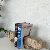 Pair of travertine rhinoceros bookends by Fratelli Mannelli, 1970s