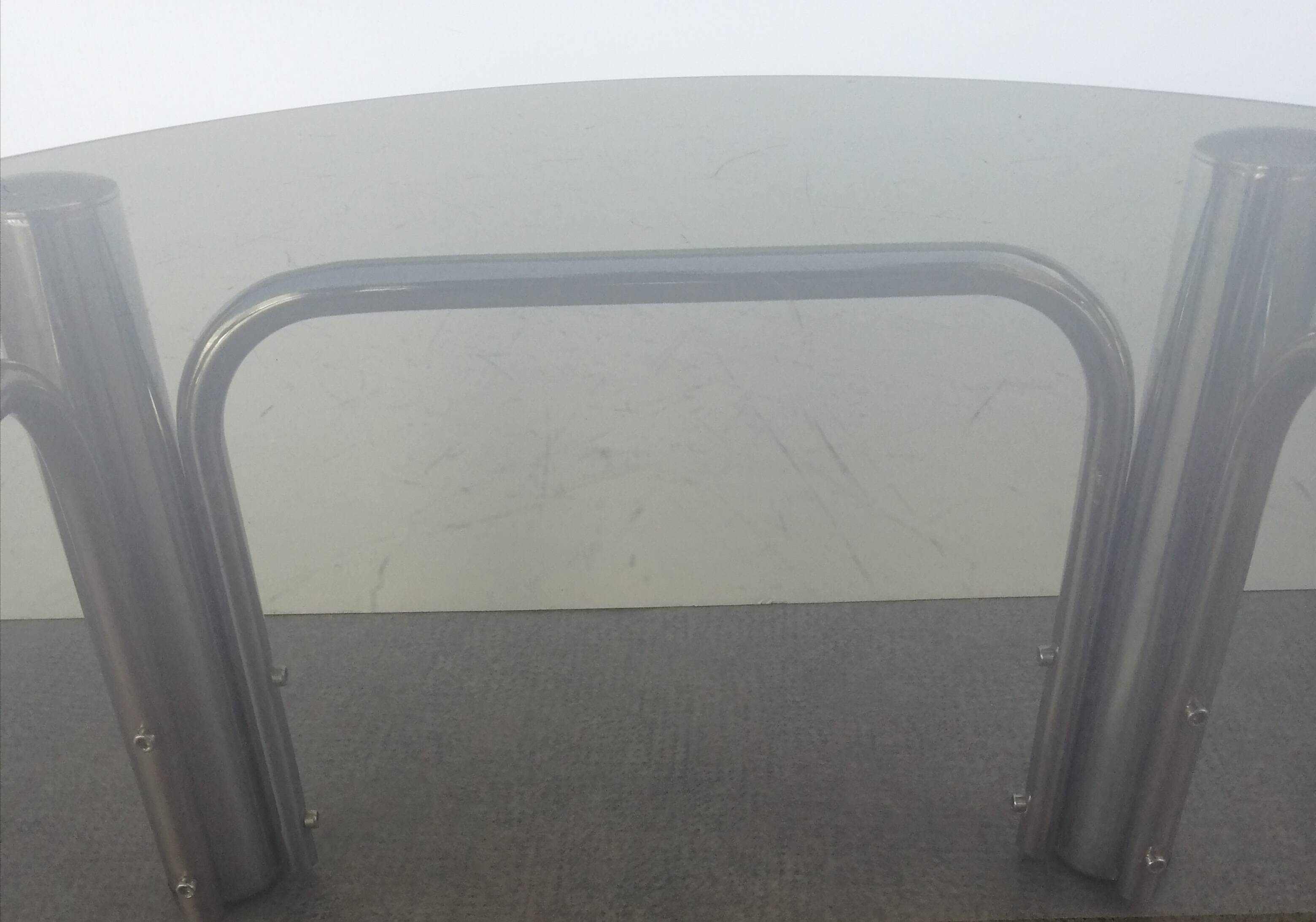 Chrome design coffee table and smoked glass space age vintage 1960