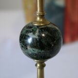Brass and green marble candlestick