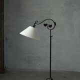Danish Art Deco, adjustable wrought iron floor lamp, 1930s