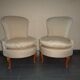 Pair of striped ivory toad armchairs