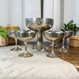 6 dessert cups in silver metal and assorted cut