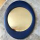 Oval wall mirror 1970s blue faux leather